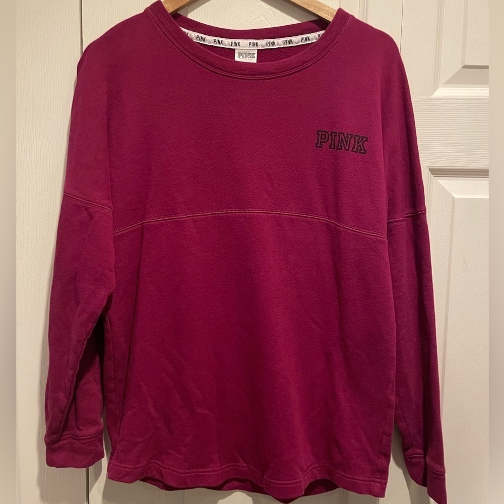 PINK Long Sleeve LOVE PINK Magenta Top‎